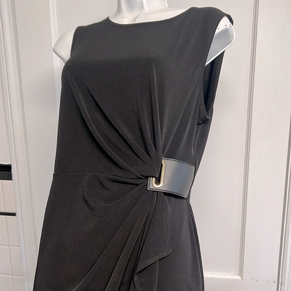 Calvin Klein Tops - 🆕 Calvin Klein Size M asymmetrical Ruched black blouse gold buckle